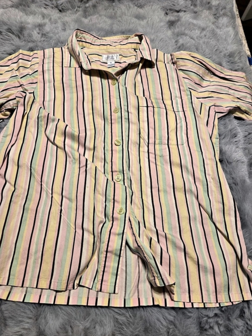 Cabernet Pastel Candy Striped Short Sleeve & Long Pants Pajama Set - Size Medium
